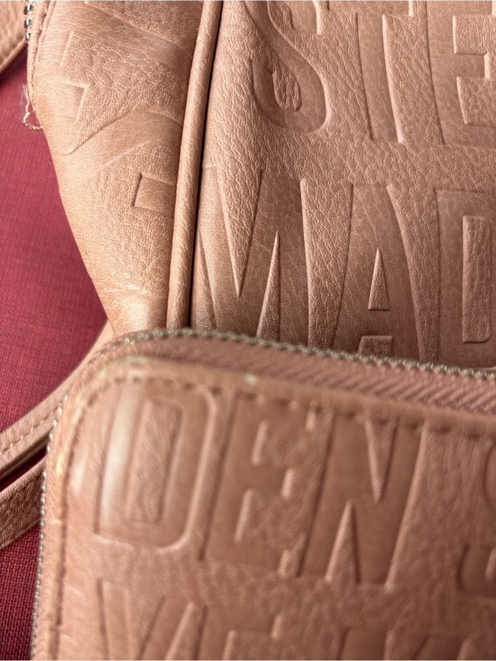 Steve Madden Dusty Pink Embossed Logo Backpack and Wallet Set